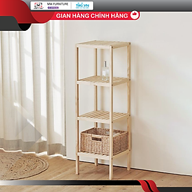 KỆ GỖ VUÔNG TRANG TRÍ 4 TẦNG - SHELF 4F MÀU GỖ