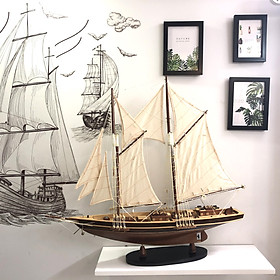 Mua  Dài 70cm  Mô hình du thuyền gỗ trang trí du thuyền Bluenose - Quà tặng mỹ nghệ trang trí-Thân tàu dài 60cm -Gỗ tự nhiên