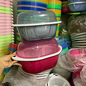 Mua Rổ nhựa bầu 2 lớp có nắp 2 cỡ hàng xuất nhật cao cấp