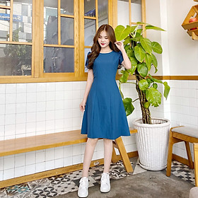 Đầm cổ Vich tay búp BEMINE MT1129XANH