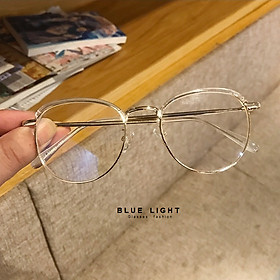 Kính Giả Cận, Gọng Kính Cận Nam Nữ Mắt Tròn Gọng Vàng Mí Trong Suốt Hàn Quốc - BLUE LIGHT SHOP