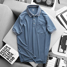Áo polo phối túi Simple Basic, thun co giãn, thấm hút mồ hôi, siêu nhẹ, mau khô, chống nhăn tự nhiên, màu đen, xanh lam