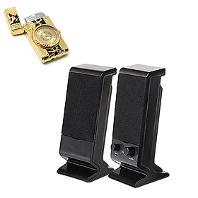 Mua Combo Bộ 2 Loa Máy Tính USB 2.0 V-112 + Hộp Quẹt Bật Lửa Khò Kiêm Đồng Hồ Cầm Tay (Màu Ngẫu Nhiên)