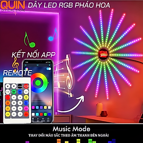 Dây đèn led KGLed Firework hiệu ứng mặt trời tỏa sáng hào quang, cảm ứng nhạc, điều khiển app và remote 180led- Hàng chính hãng