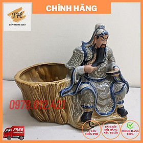 Chậu tượng Bonsai Quan Công đọc sách gốm Bát Tràng, trồng cây cảnh đẹp