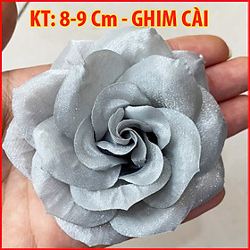 Tag Hoa Hồng Lớn Cài Áo, Kiểu Cài Áo Hoa Có Ghim, Có Trâm Cài Áo Váy Màu Nâu Đậm, màu da, Đỏ  - Kích Thước 8-9 CM CH002