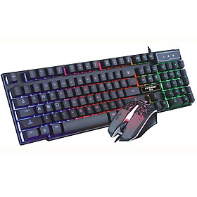 Bàn Phím Cơ Văn Phòng | Top bán chạy Lazada Shopee Sendo Tiki 20 Bộ bàn phím giả cơ và chuột chuyên game và văn phòng Eweadn KMX-50 Led 7 màu (Đen)