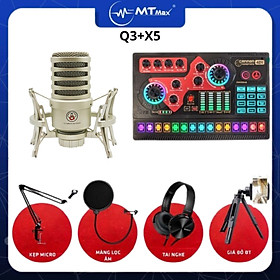 Combo sound card X5 + mic thu âm Q3 chuyên hát nhạc livestream tặng kèm full phụ kiện hát nhạc cực hay