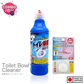 Combo chai nước tẩy toilet đậm đặc 500ml + Viên thả khử mùi toilet/ nhà vệ sinh 15g - made in Japan