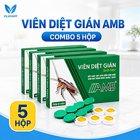 Combo 5 Hộp Viên Diệt Gián AMB – Mồi Kiểm Soát Gián Đức, Gián Nhà, 8 Viên/Hộp, Dễ Sử Dụng