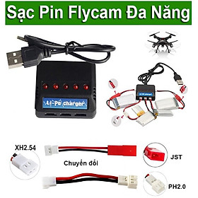 Sạc Pin Flycam Đa Năng Lithium HJ R / C 3.7 V Cho Mọi Chân Sạc + Kèm 2 Dây Chuyển Đổi 2 Đầu