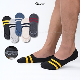 Combo 5 Đôi Vớ lười Nam Mẫu Sọc Ngang Cotton Cao Cấp, Tất Nam Đi Giày Lười có đệm sao su chống tuột gót - TATLUOI-SOCNGANG