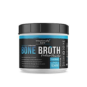 Pure Bone Broth Protein Powder - 20 Grams Protein - Supports Keto & Paleo Diets - Collagen Types 1, 2 & 3 - from Grass-Fed, Pasture Raised Cows - Dairy Free, Non-GMO - Unflavored, 20 Servings