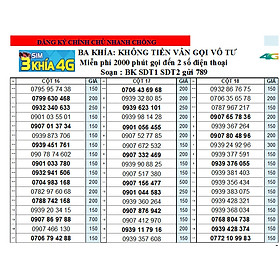 CHỌN SỐ - SIM MOBIFONE DUNG MAI MAI GOI BA KHÍA ưu đãi gọi 3 số miễn phí chỉ 9k tháng - MOBI , Hang chinh hang - 150k