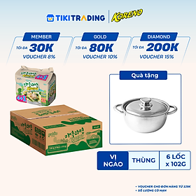 Thùng 6 Lốc Mì Rong Biển vị Ngao Koreno (5 gói/Lốc)