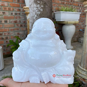 Tượng Phật Di lặc đá trắng 12cm - đá Non Nước