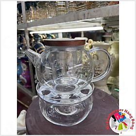 Combo ấm nắp gỗ có lõi lọc thuỷ tinh dung tích 800ml