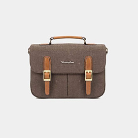 Túi máy ảnh Herringbone Canvas Satchel Medium - Brown color