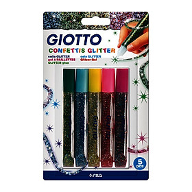 Bút gel nhũ nhập khẩu Italy GIOTTO Confettis Glitter Vỉ 5 chiếc 545400