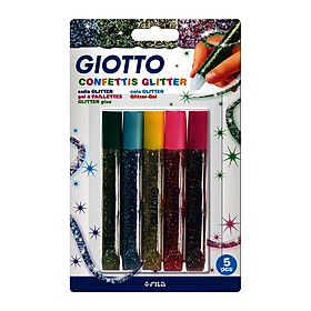 Bút gel nhũ nhập khẩu Italy GIOTTO Confettis Glitter Vỉ 5 chiếc 545400