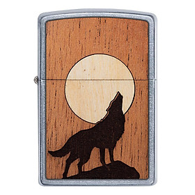 Bật Lửa Zippo WOODCHUCK USA Howling Wolf Street Chrome 49043