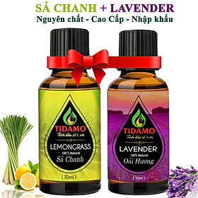 Combo 2 Tinh Dầu Sả Chanh (Lemongrass) + Tinh Dầu Oải Hương (Lavender) Cao Cấp Nhập Khẩu - Tinh Dầu TIDAMO Nguyên Chất Xông Phòng Giúp Thư Giãn, Thơm Phòng và Nâng Cao Sức Khỏe (2 chai 10ML) - Thích Hợp Sử Dụng Với Máy Xông Tinh Dầu