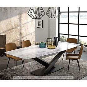 Mua BÀN ĂN MẶT ĐÁ CERAMIC KẾT HỢP CHÂN THÉP SƠN TĨNH ĐIỆN CHỮ X CÁCH ĐIỆU (2 MÀU ĐEN  TRẮNG)