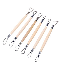 6Pcs Ceramic Pottery Clay Tools Double Head Clay Carving Tool Comfortable to Hold Practical Versatile Wood Handle for Beginners and Experts