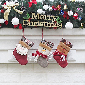 Tất Treo Trang Trí Giáng Sinh Hình Ông Già Noel Người Tuyết Tuần Lộc (3 Cái/Bộ)