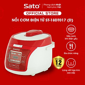 Nồi cơm điện tử SATO ST-18DT017 1.8L dùng cho 4 đến 6 người lớn, nồi cơm thông minh đa chức năng, nấu cơm, nấu cháo, hầm, làm bánh, nấu cơm khi điện yếu - Miễn phí vận chuyển toàn quốc - Hàng chính hãng