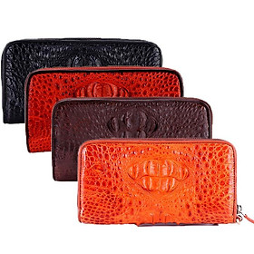 Bóp nữ da cá sấu Huy Hoàng 1 khóa nguyên con màu đen, nâu đỏ, vàng bò, nâu đất HC3245-46-47-48