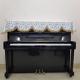Mua Khăn phủ đàn Piano mẫu nền vải trắng hoa xanh dương nhỏ