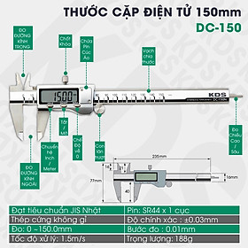 Thước cặp điện tử Nhật Bản KDS - Chiều dài đo: 150mm
Kích thước : 235 x 77 x 7mm