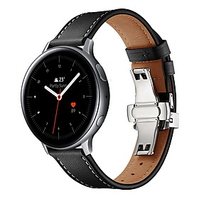 Dây Da Khóa Bướm Bạc Chống Gãy Size 20mm Cho Galaxy Watch Active 1 / Galaxy Watch 42 / Galaxy Watch Active 2