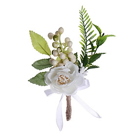 Romantic Wedding Party Bride Satin Flower Leaves Boutonniere Corsage