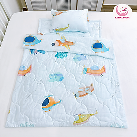 Bộ chăn gối nệm cho bé Katina House, vải Tencel siêu mềm mát, thoáng khí, nệm chống thấm