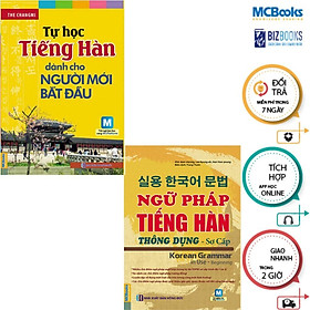 Combo Ngữ Pháp Tiếng Hàn Thông Dụng Sơ Cấp + Tự Học Tiếng Hàn Dành Cho Người Mới Bắt Đầu - Dùng Kèm App - Mcbooks