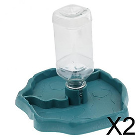 2xAutomatic Reptile Tortoise Gecko Feeding Bowl Water Resin Dish Acid Blue