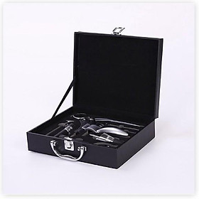 Hộp dụng cụ khui champagne chuyên nghiệp - Black Leather Box