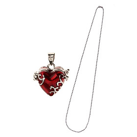 Openable Enamel Heart Pendant Cremation Keepsake Necklace Ball Beads Chain