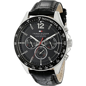 Tommy Hilfiger Men's 1791117 Sophisticated Sport Watch With Black Leather Band