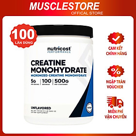 Nutricost Creatine Monohydrate (500G), Hỗ Trợ Tăng Sức Mạnh Cơ Bắp, Phục Hồi Năng Lượng