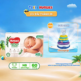 Tã/Bỉm dán sơ sinh Huggies Platinum NatureMade - Gói Super Jumbo S82/ NB60 - Hàng chính hãng