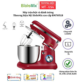 Máy trộn bột và đánh trứng 5 lít, 1500W BioloMix BM785LB có 6 mức độ vận hành Công suất: 1500W - HÀNG CHÍNH HÃNG