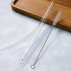 Ống Hút Thủy Tinh Loại Lớn Hút Trân Châu Kèm Cọ Rửa - Đường Kính 14mm, Dài 22 - 25cm
