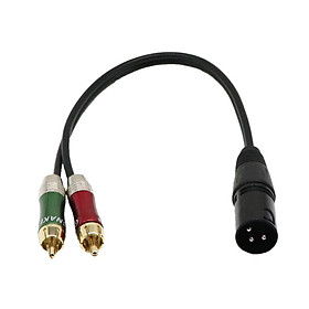 1 XLR Male to 2 RCA Male ,XLR Adapter Plug to 2 x Phono RCA Plug Adapter Cable Lead 30cm Splitter Patch Y Cable