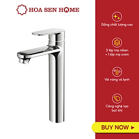 Vòi lavabo nóng lạnh TUSLO F003 Luxury chất liệu đồng nguyên chất, mạ Crom-Niken, công nghệ tạo bọt khí hiện đại - Hoa Sen Home - Hàng chính hãng