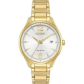 Đồng hồ nữ citizen đính đá swarovski dây thép không gỉ fe6102-53a - mặt trắng
