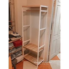 Mua KỆ TREO QUẦN ÁO LẮP RÁP KIỂU HÀN QUỐC SHELF HANGER 3 TẦNG - MÀU TRẮNG PHỐI GỖ