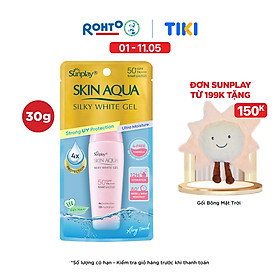 Kem chống nắng Skin Aqua dưỡng trắng & dưỡng ẩm, dùng hàng ngày dạng gel Sunplay Skin Aqua Silky White Gel Eco Việt Nam SPF 50, PA++++ 30g